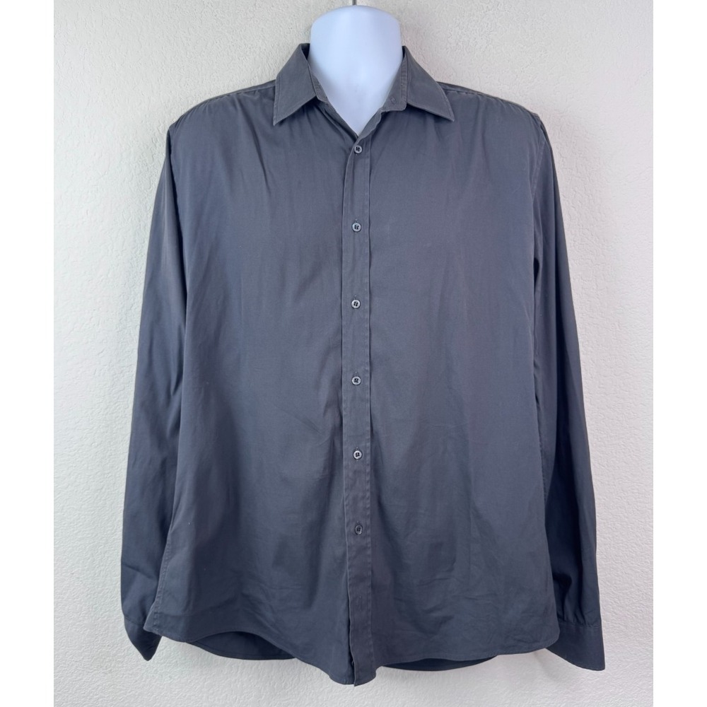 Gucci Mens Slim Fit Shirt 42 16.5 Gray Button Front Long Sleeve Made in Italy